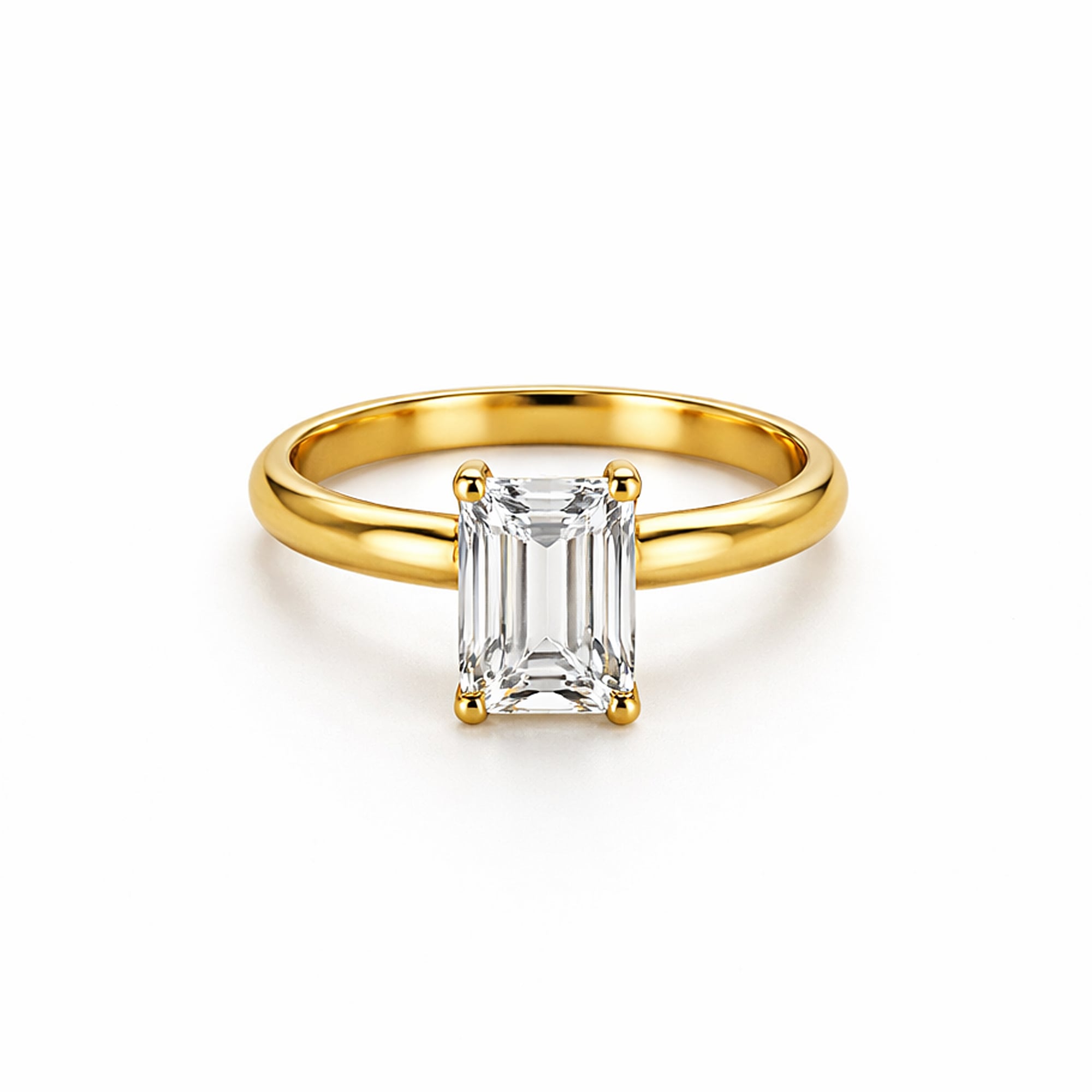 Solitario de oro amarillo 18K con moissanita emerald 1.5 ct