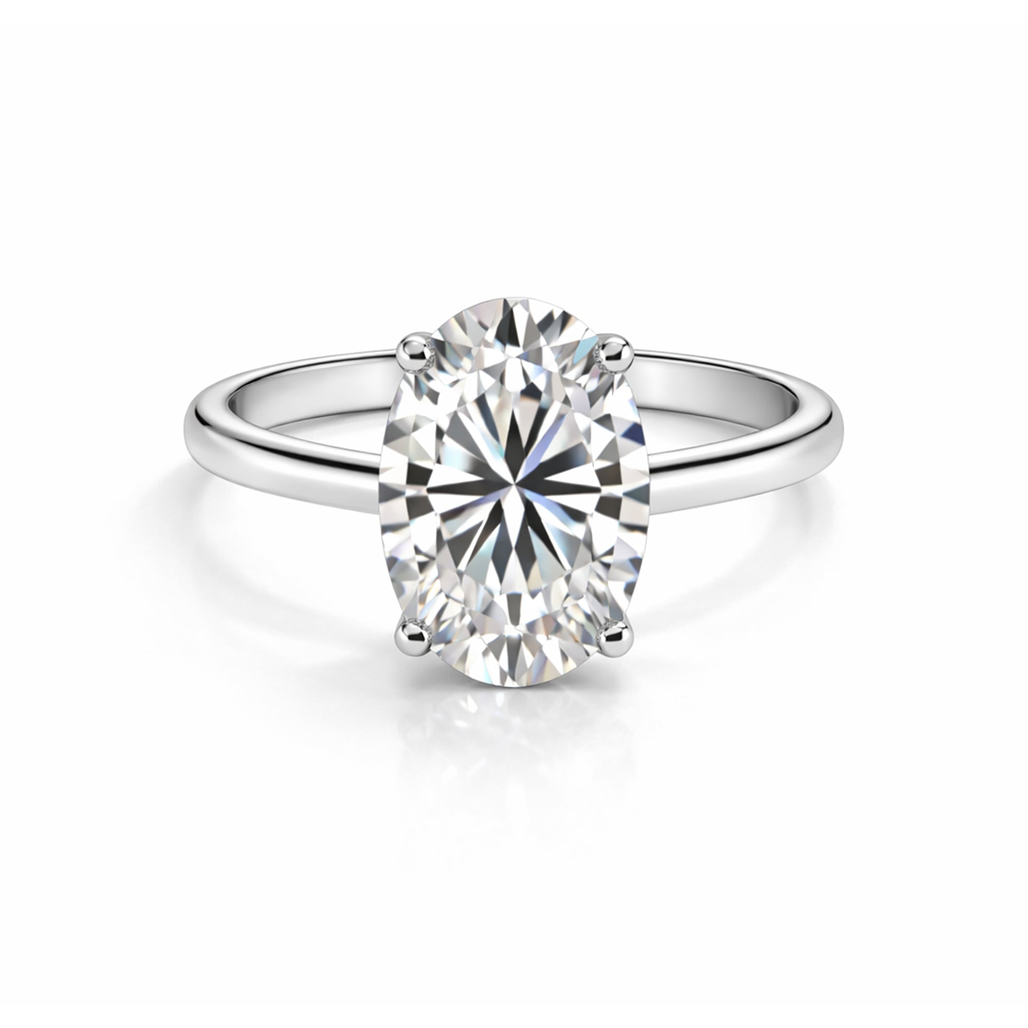 Solitario de oro blanco 18K con moissanita oval 4.0 ct