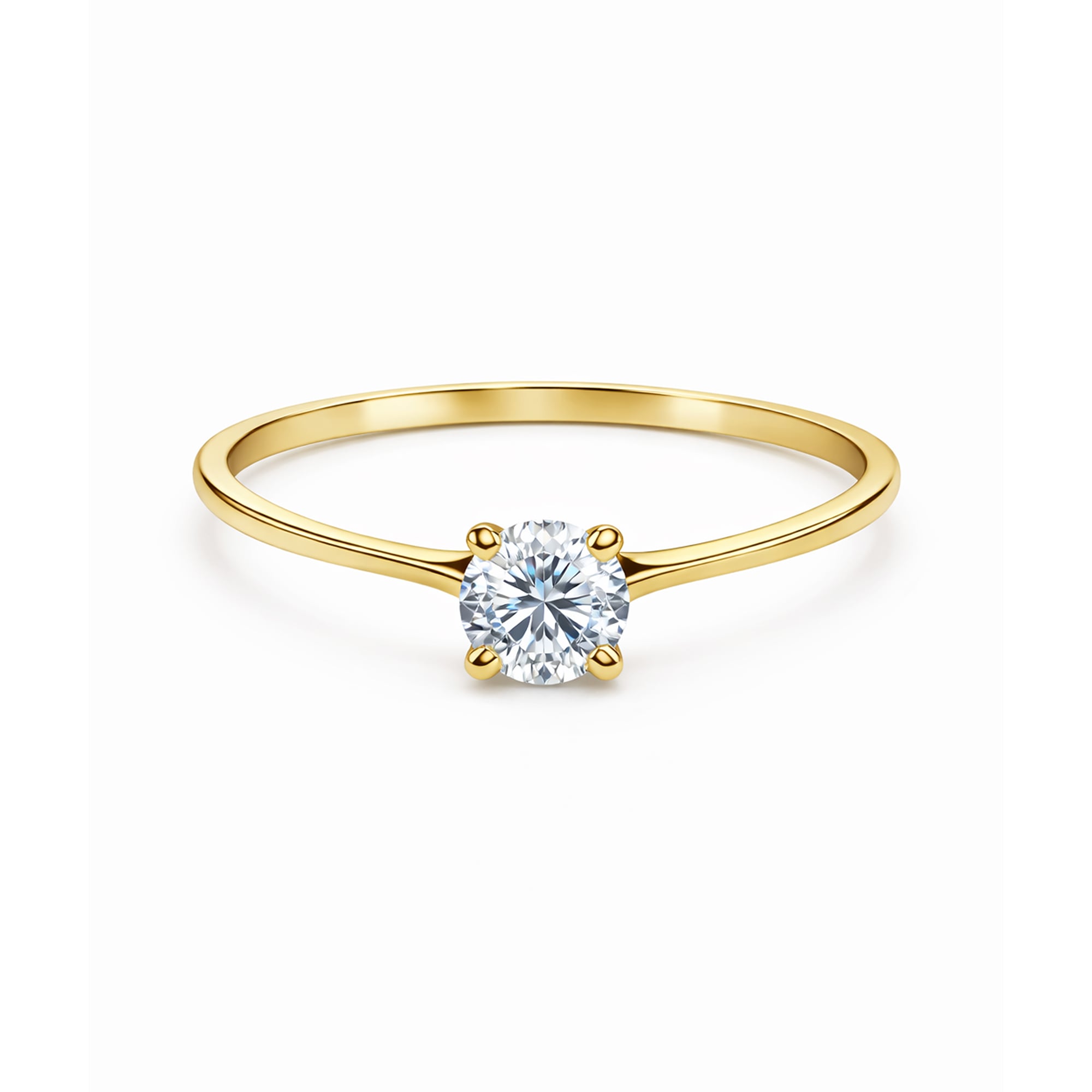 Solitario de oro amarillo modelo clásico con moissanita central 0.5 ct