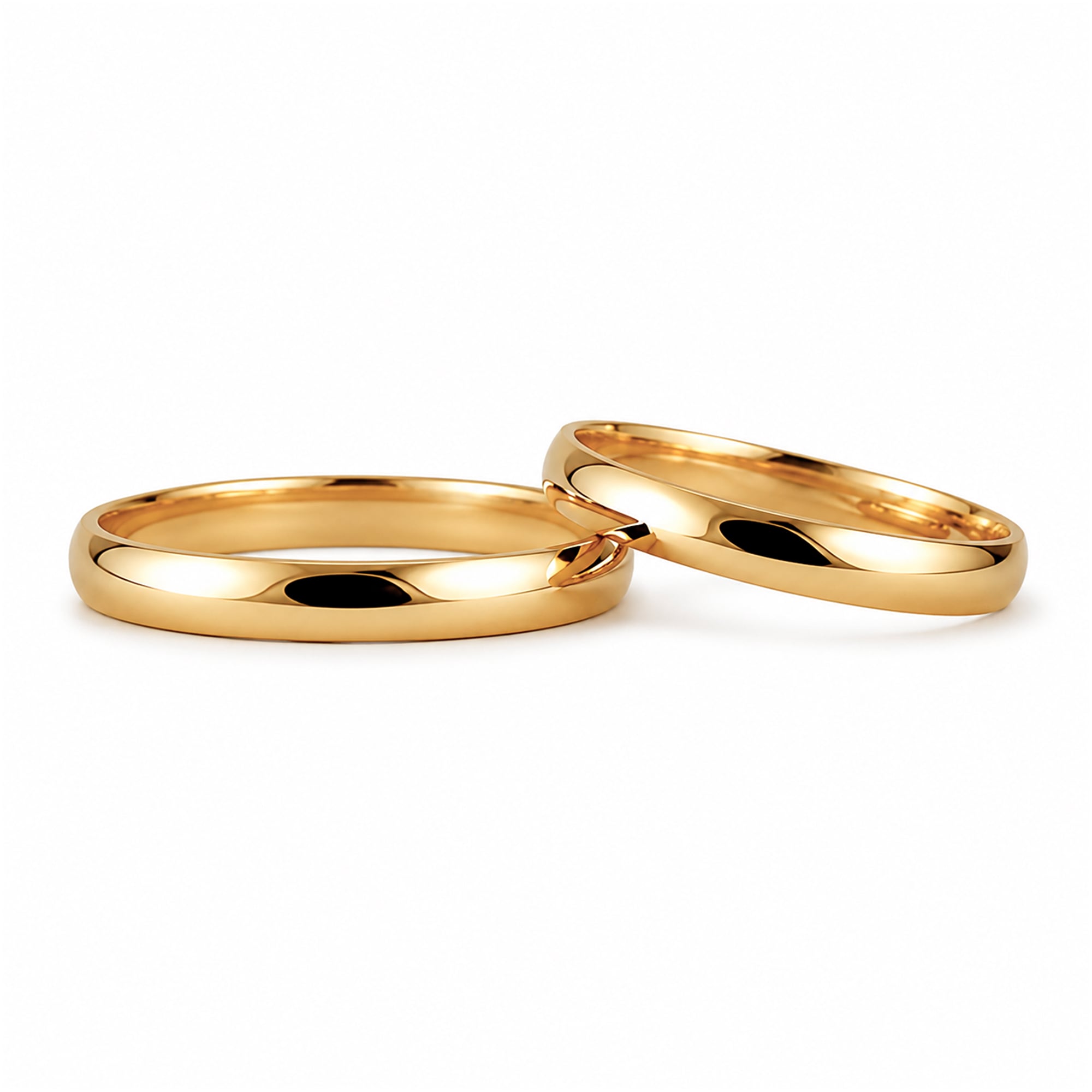 Par de alianzas media caña de oro amarillo 18K – 3mm Línea Regular