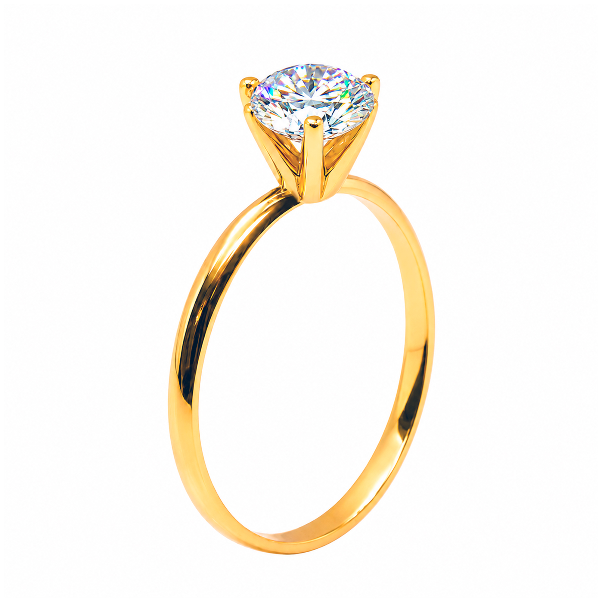 Solitario media caña de oro amarillo italiano 18K con moissanita 0.5 ct