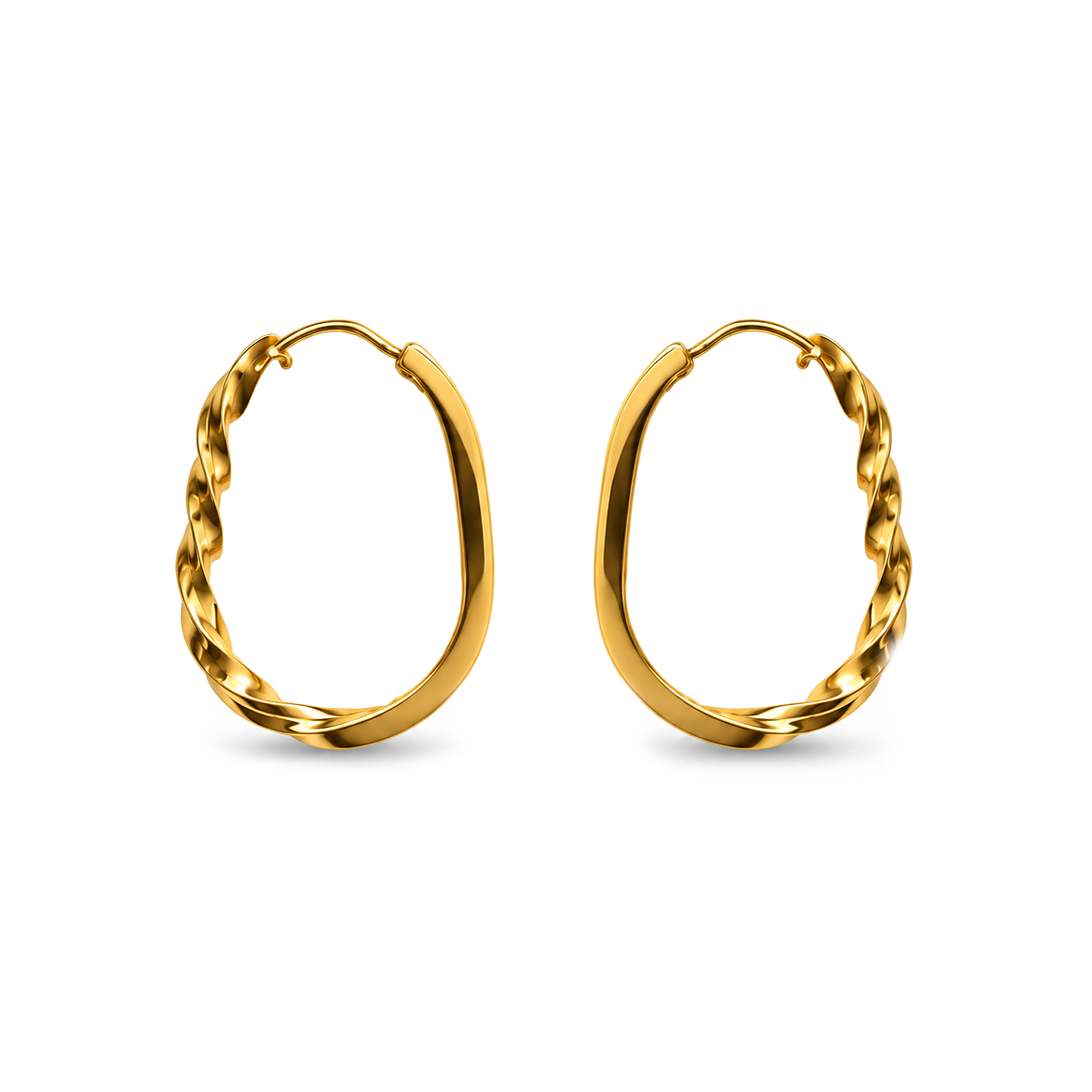 Aros argolla ovalada semitorneada de oro amarillo 18K nacional - 2 cm