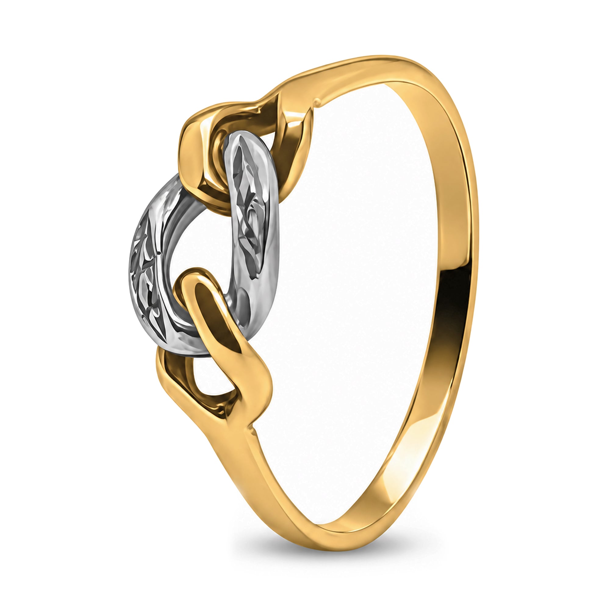 Anillo de oro combinado con detalles de eslabones