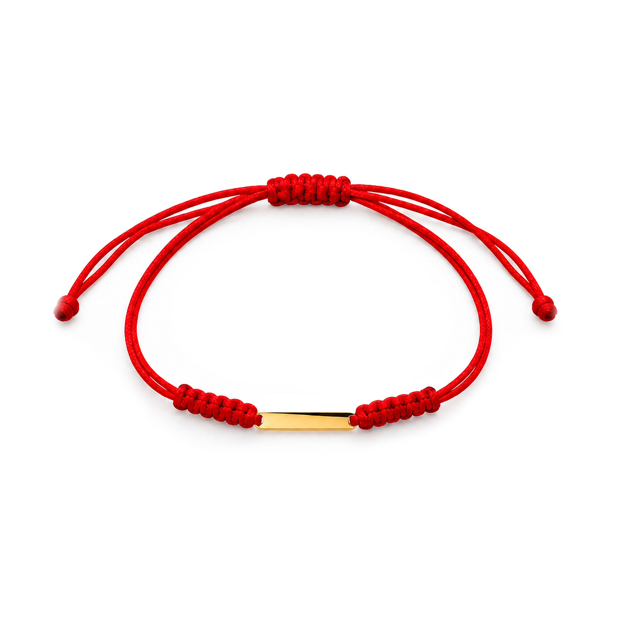 Pulsera de identidad de oro amarillo 18K con hilo rojo para bebé