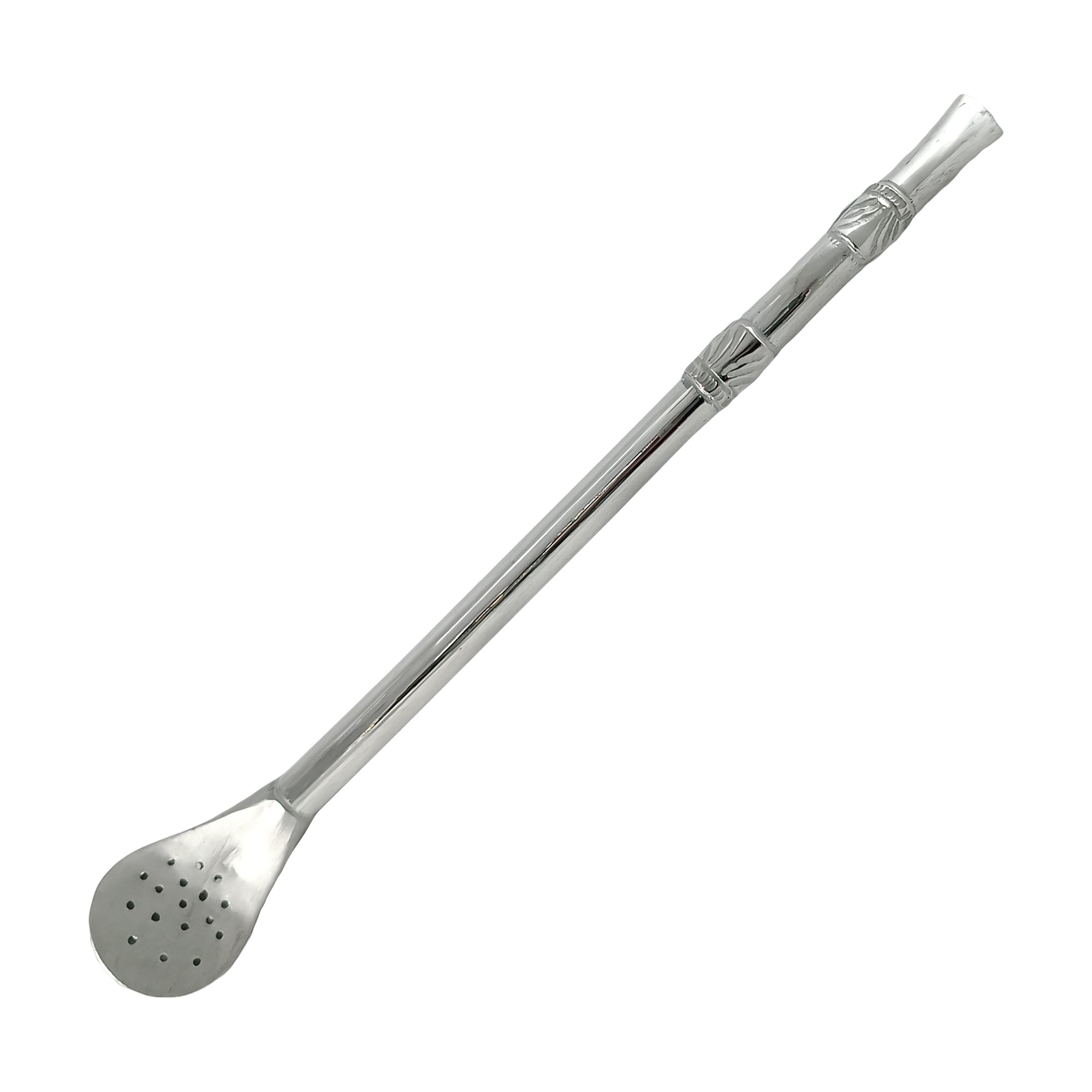 Bombilla para tereré de plata lisa con detalles