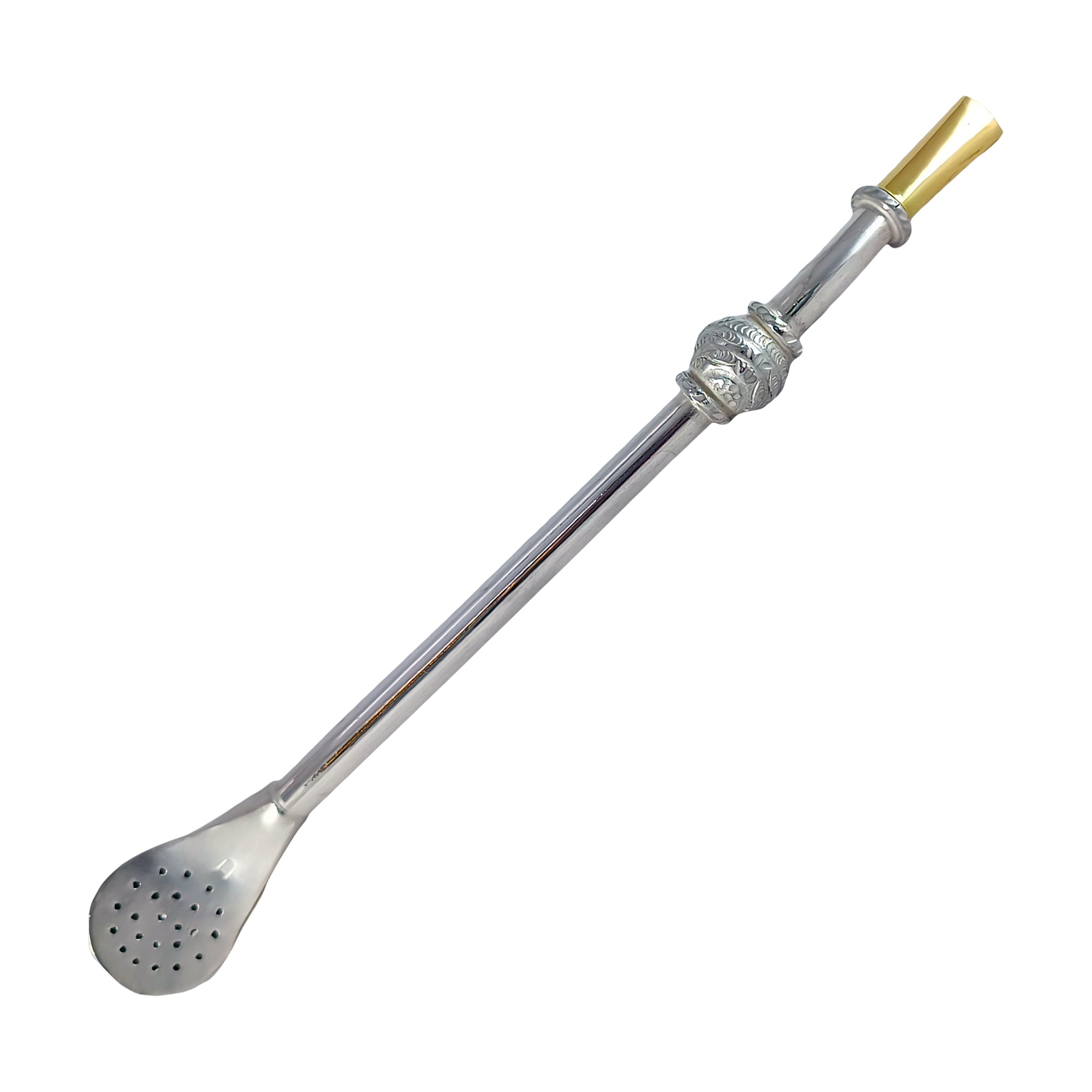 Bombilla de plata con boquilla cubierta en oro 18K
